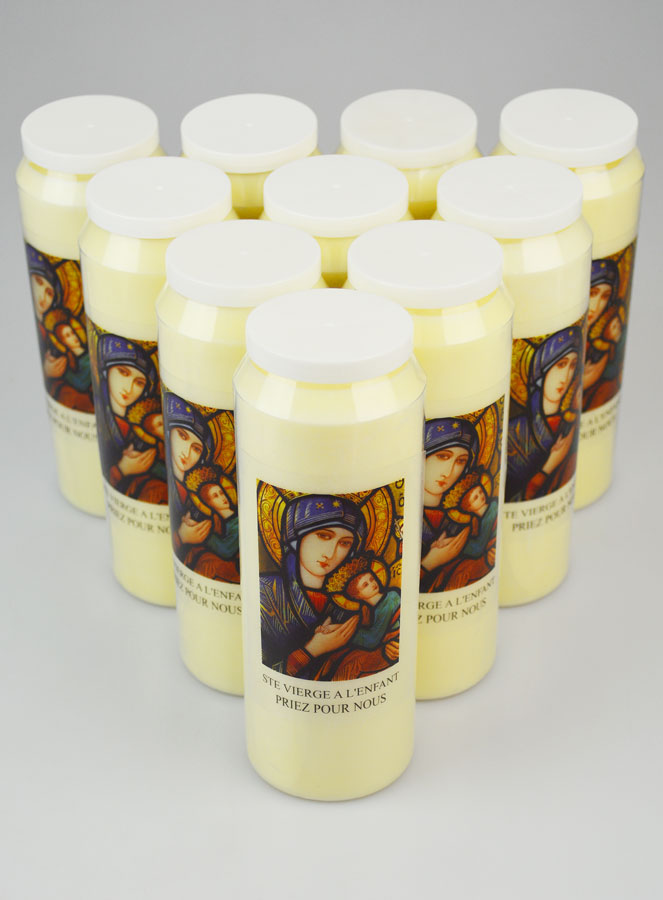 Lot de 10 Bougies de Neuvaine Vierge Marie à l'Enfant (pic 2)