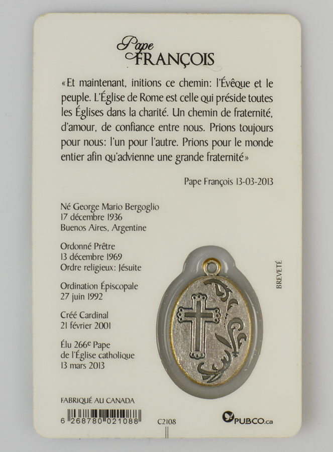 Carte de Prière Médaille du Pape François (pic 4)