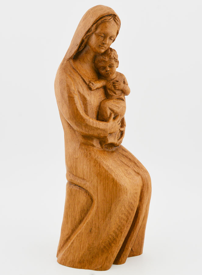 Statue Vierge à l'Enfant Jésus Ton Bois (pic 2)