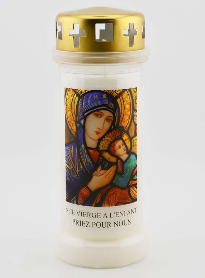 Bougie de Cimetière Vierge Marie à l'Enfant (pic 1)