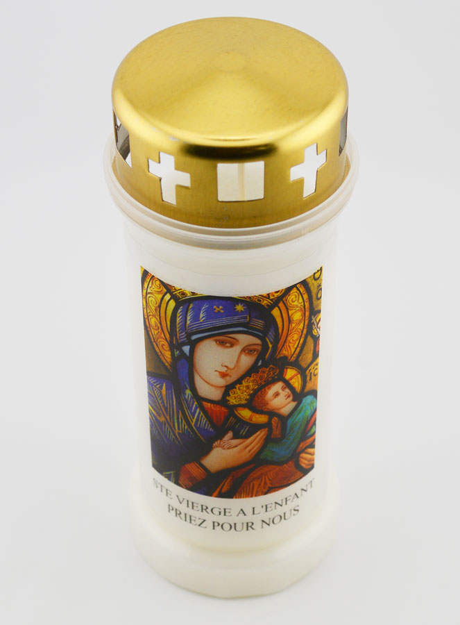 Bougie de Cimetière Vierge Marie à l'Enfant (pic 2)