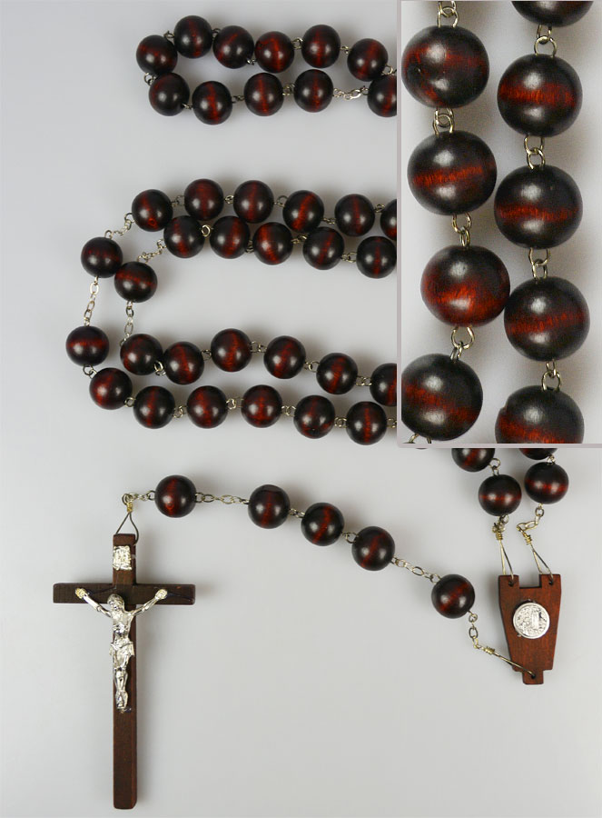Grand Chapelet Mural de Lourdes en Bois Noir (pic 1)