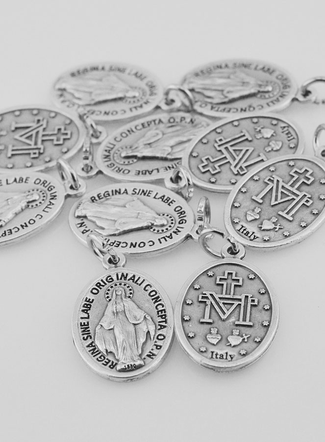 Lot de 10 Médailles Miraculeuses Métal Argenté (pic 3)