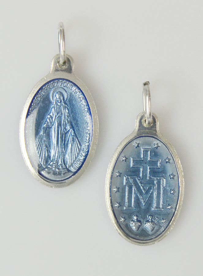 Médaille Miraculeuse Emaillée Bleue - 19mm (pic 1)