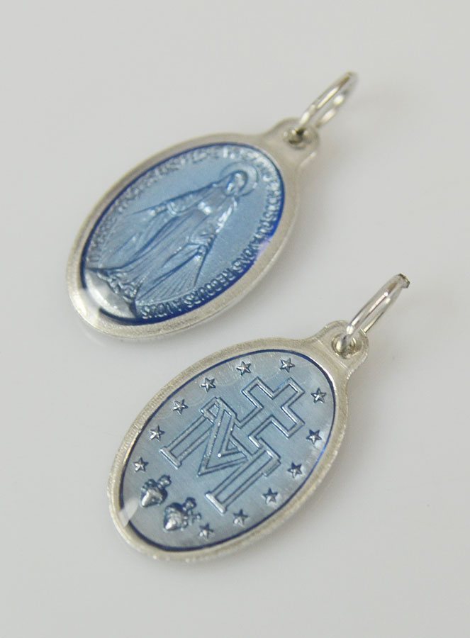 Médaille Miraculeuse Emaillée Bleue - 19mm (pic 2)