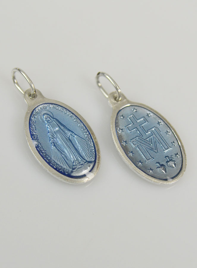 Médaille Miraculeuse Emaillée Bleue - 19mm (pic 3)