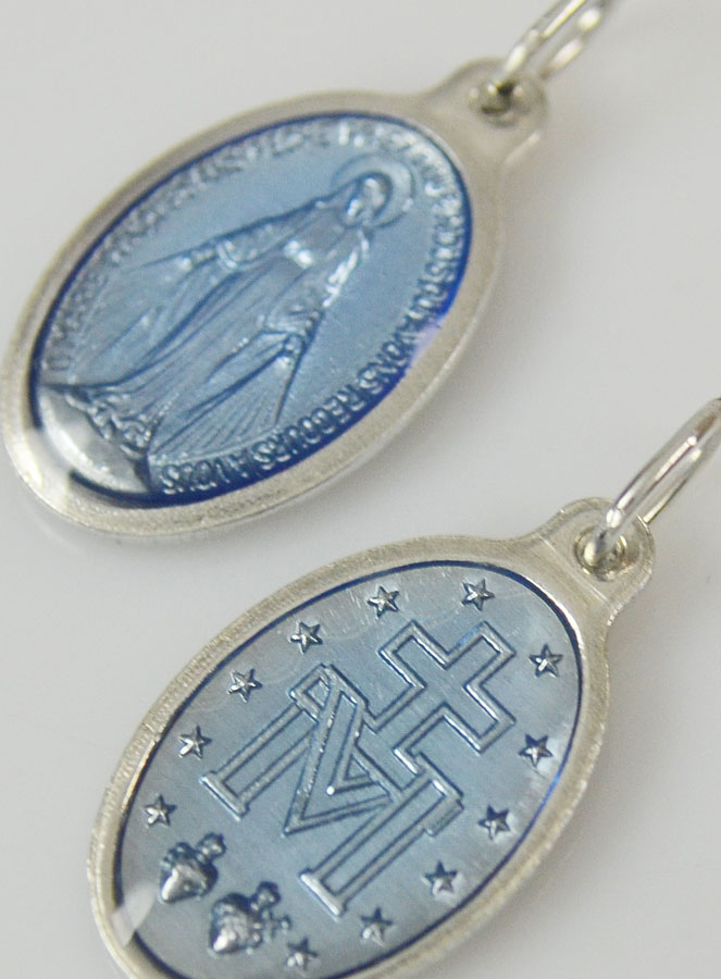 Médaille Miraculeuse Emaillée Bleue - 19mm (pic 4)