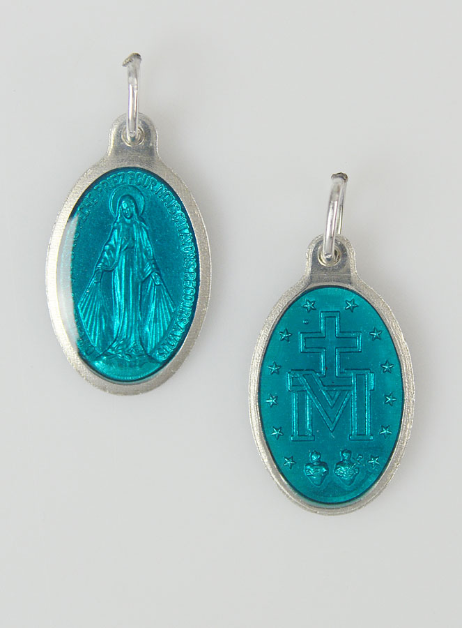Médaille Miraculeuse Bleu Turquoise - 19mm (pic 1)