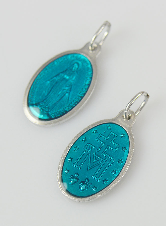 Médaille Miraculeuse Bleu Turquoise - 19mm (pic 2)