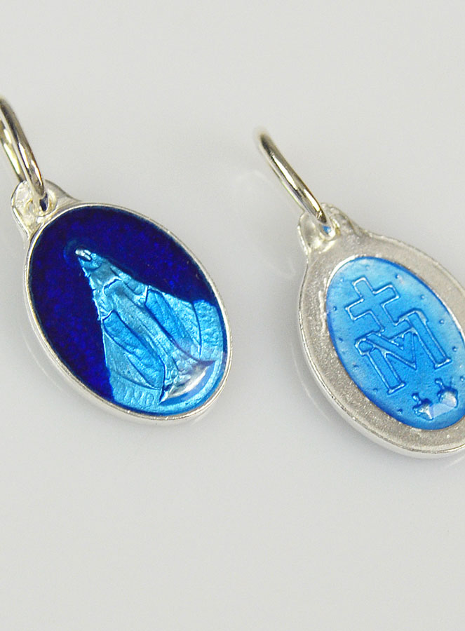 Médaille Miraculeuse en Argent Email 2 Tons - 10mm (pic 4)