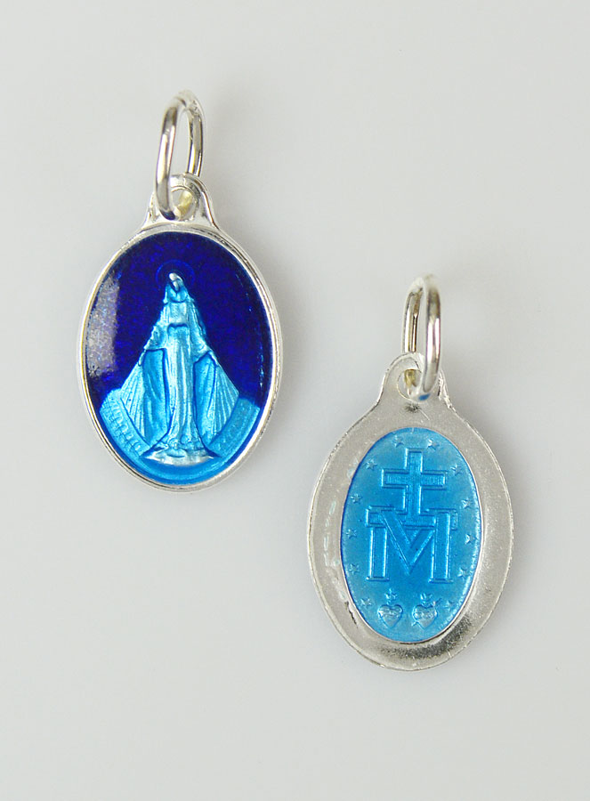 Médaille Miraculeuse en Argent Email 2 Tons - 13mm (pic 1)