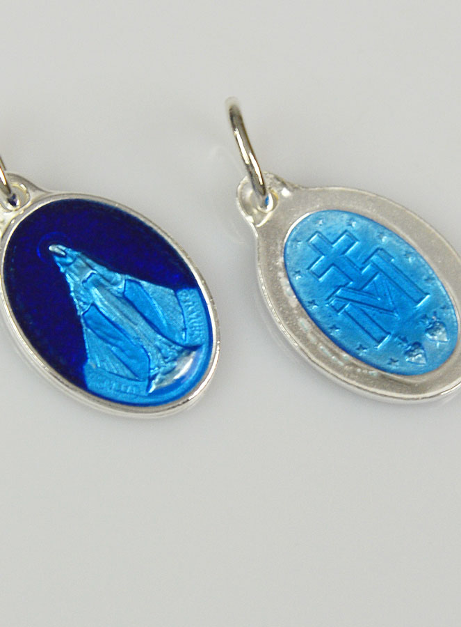 Médaille Miraculeuse en Argent Email 2 Tons - 13mm (pic 4)