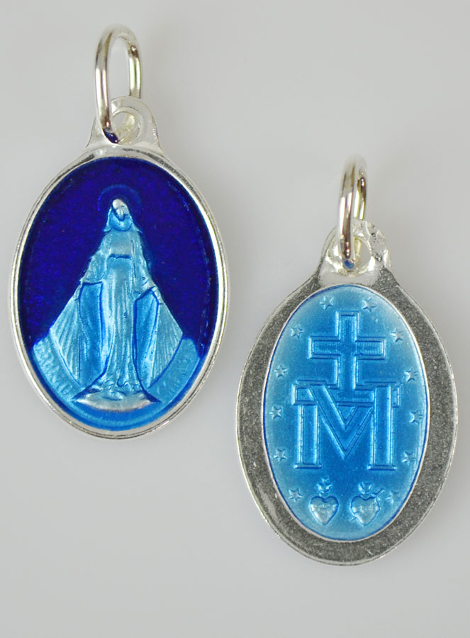 Médaille Miraculeuse en Argent Email 2 Tons - 17mm (pic 2)