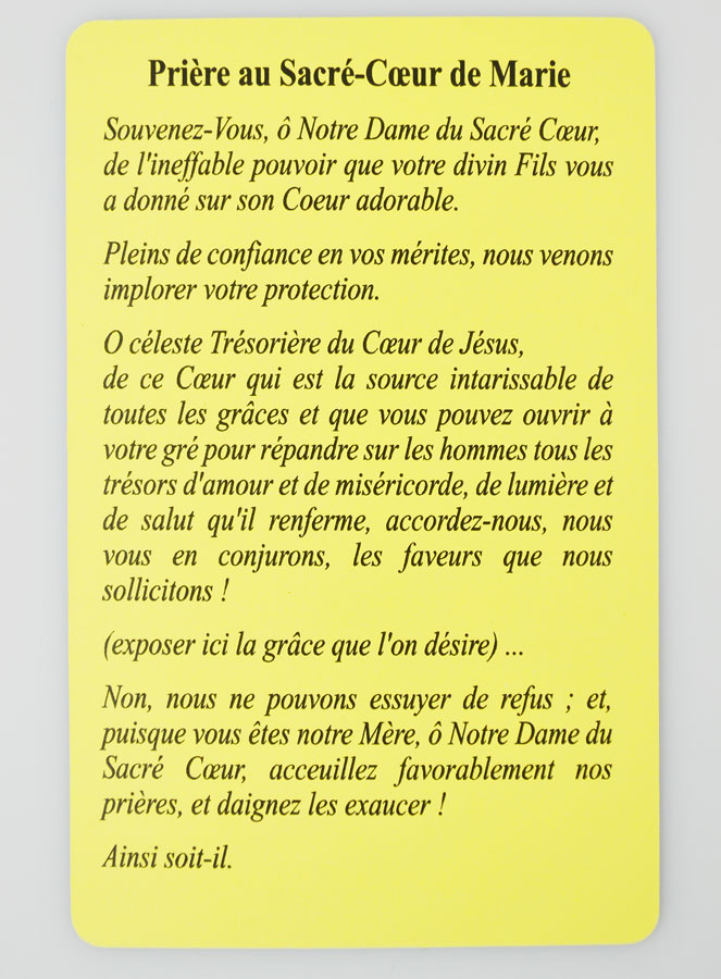Carte de prière Sacré-Coeur de Marie (pic 2)