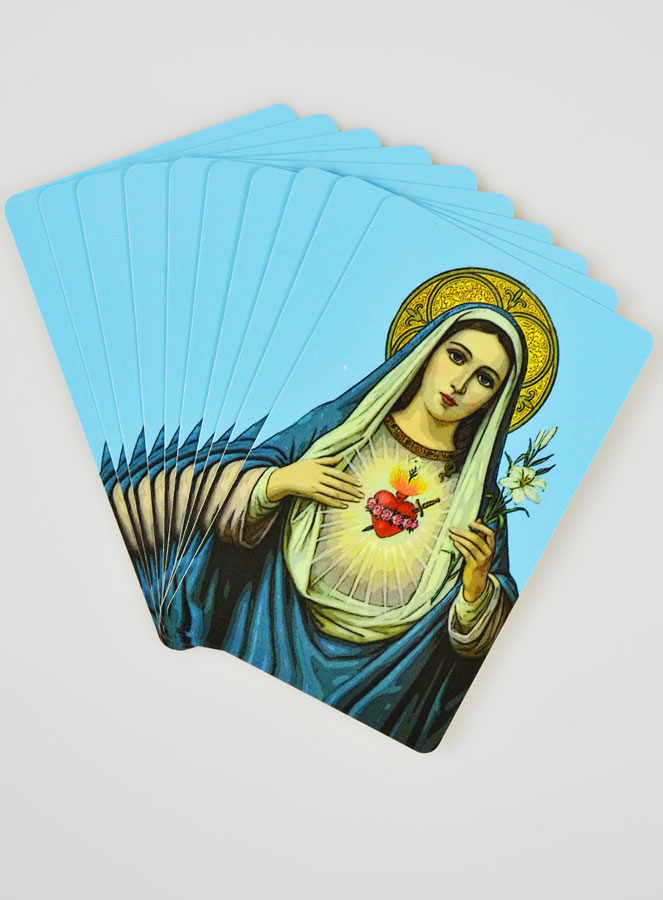 Lot de 10 Cartes de Prières Coeur Sacré de Marie (pic 1)
