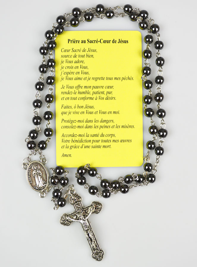 Chapelet Sacré Coeur de Jésus Perles Noires (pic 4)