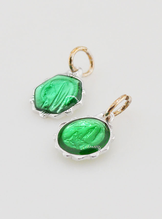 Médaille Vierge Marie 8mm - Verte (pic 3)