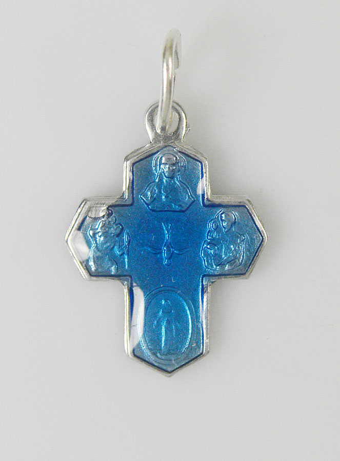 Médaille Croix des Saints 11mm - Bleu (pic 1)