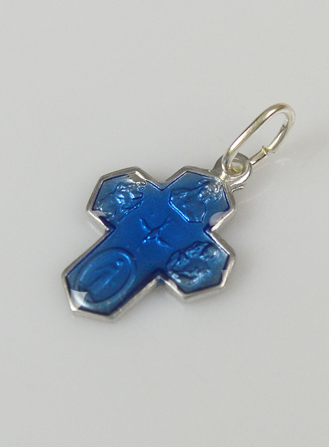 Médaille Croix des Saints 11mm - Bleu (pic 2)