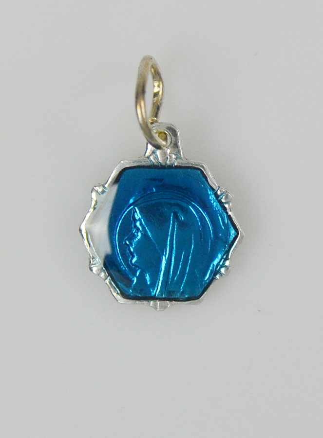 Médaille Vierge Marie 11mm - Bleu (pic 3)
