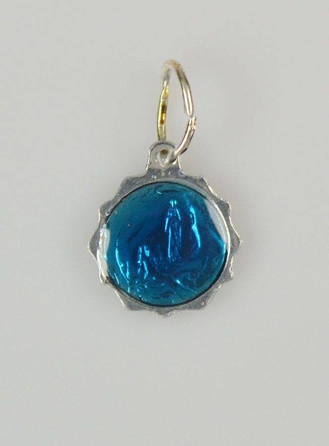 Médaille Vierge Marie 11mm - Bleu (pic 4)