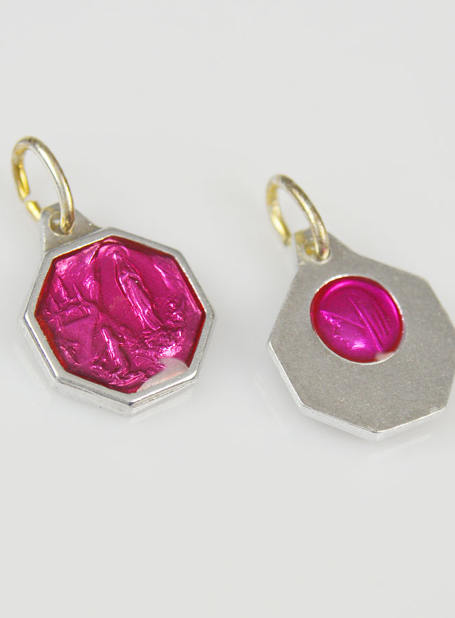 Médaille Notre Dame de Lourdes 12mm - Rose (pic 4)