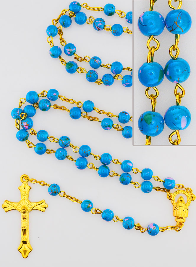 Chapelet en Perles de Verre Bleues (pic 1)