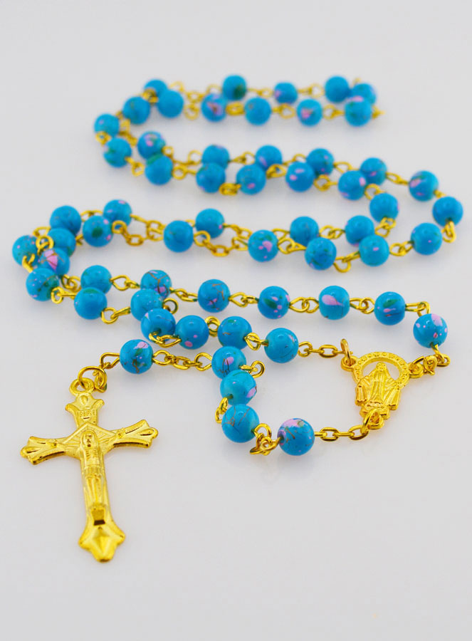 Chapelet en Perles de Verre Bleues (pic 2)