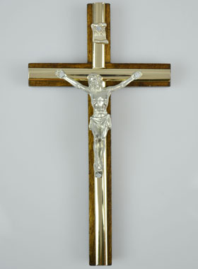 Crucifix en Bois 2 Tons et Christ en Bronze (pic 1)