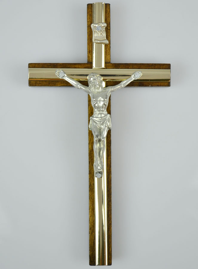 Crucifix en Bois 2 Tons et Christ en Bronze (pic 2)