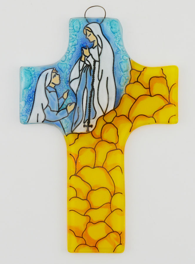 Croix Notre Dame de Lourdes en Verre (pic 1)