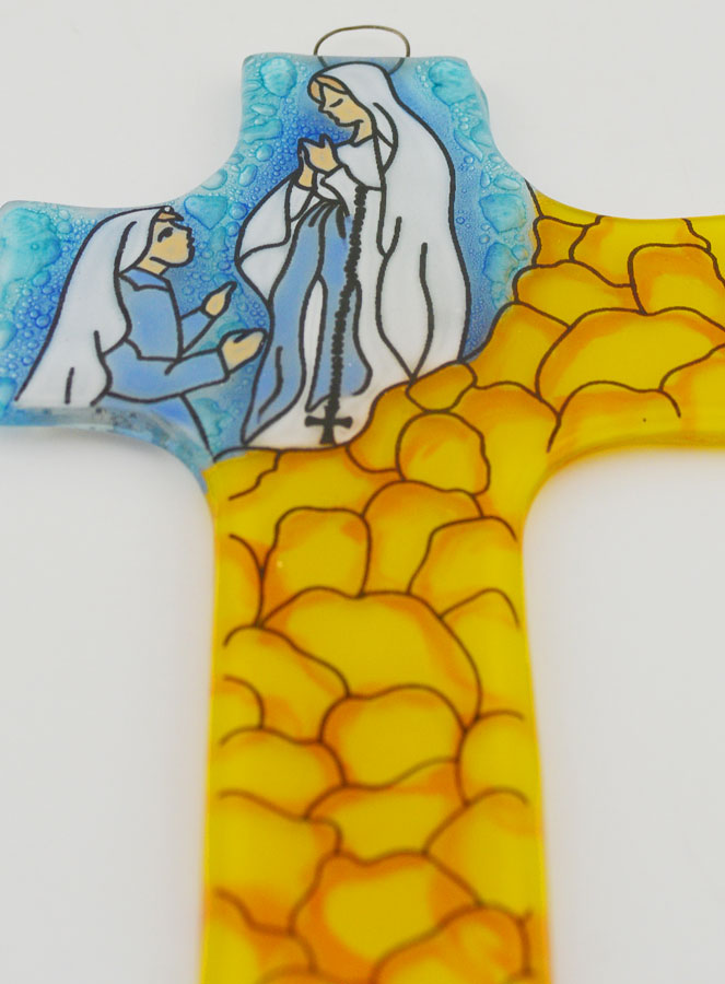 Croix Notre Dame de Lourdes en Verre (pic 2)