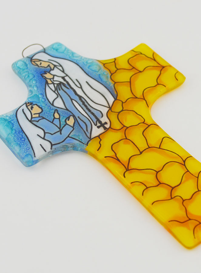 Croix Notre Dame de Lourdes en Verre (pic 3)