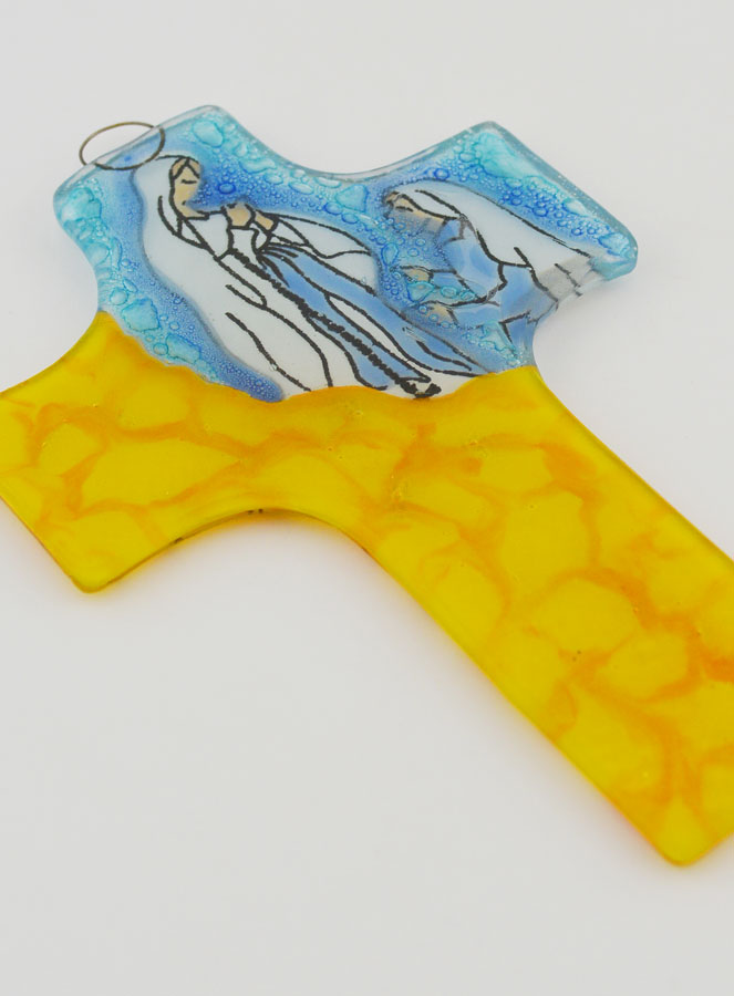 Croix Notre Dame de Lourdes en Verre (pic 4)