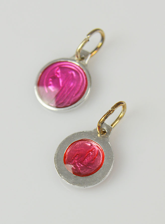 Médaille Vierge Marie - Rose Fushia (pic 2)