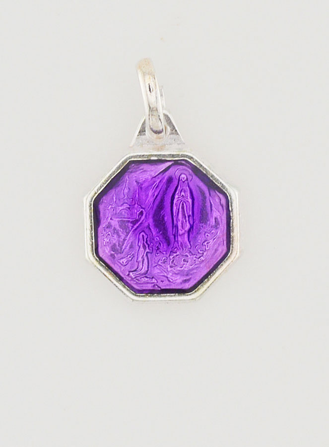 Médaille Notre Dame de Lourdes 11mm - Violet (pic 1)