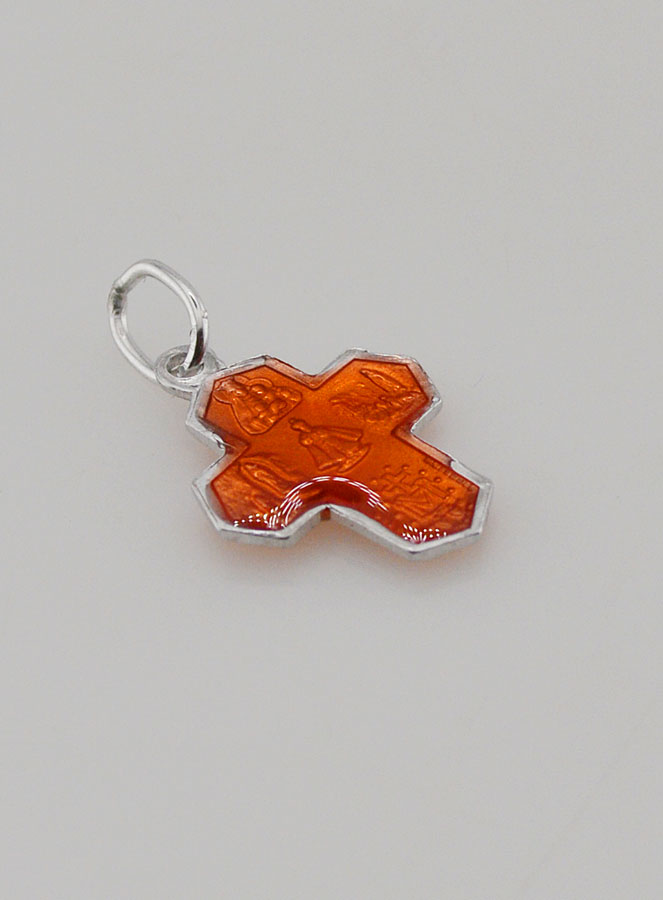 Pendentif Croix des Saints 15mm - Orange (pic 4)