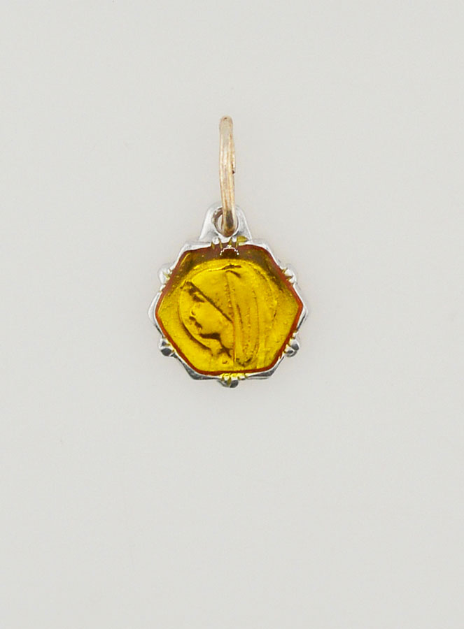 Médaille Vierge Marie 8mm - Jaune (pic 3)