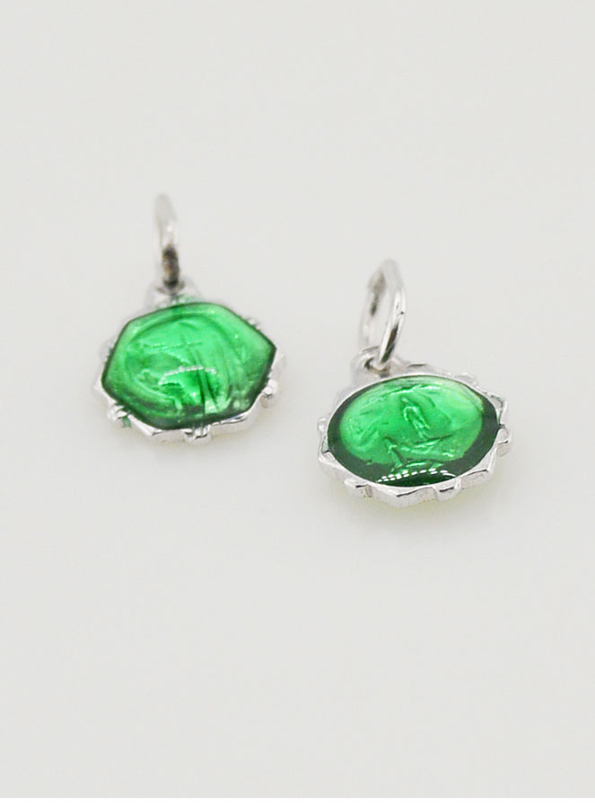 Médaille Vierge Marie 8mm - Vert (pic 2)