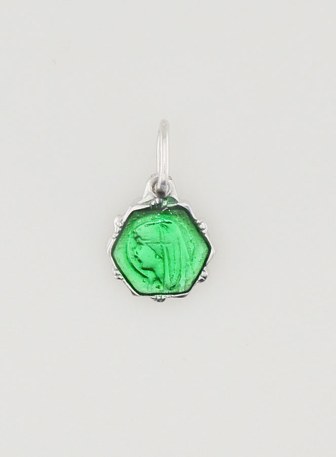 Médaille Vierge Marie 8mm - Vert (pic 3)