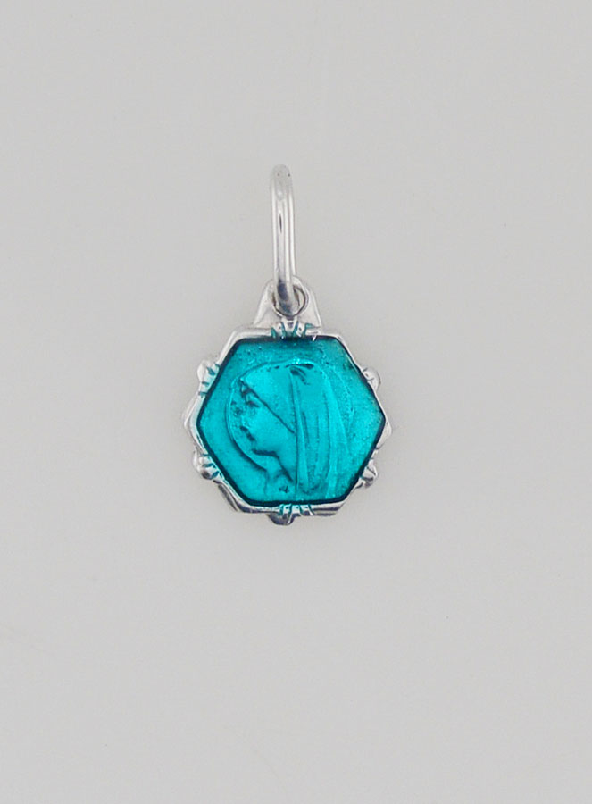 Médaille Vierge Marie 8mm - Turquoise (pic 1)