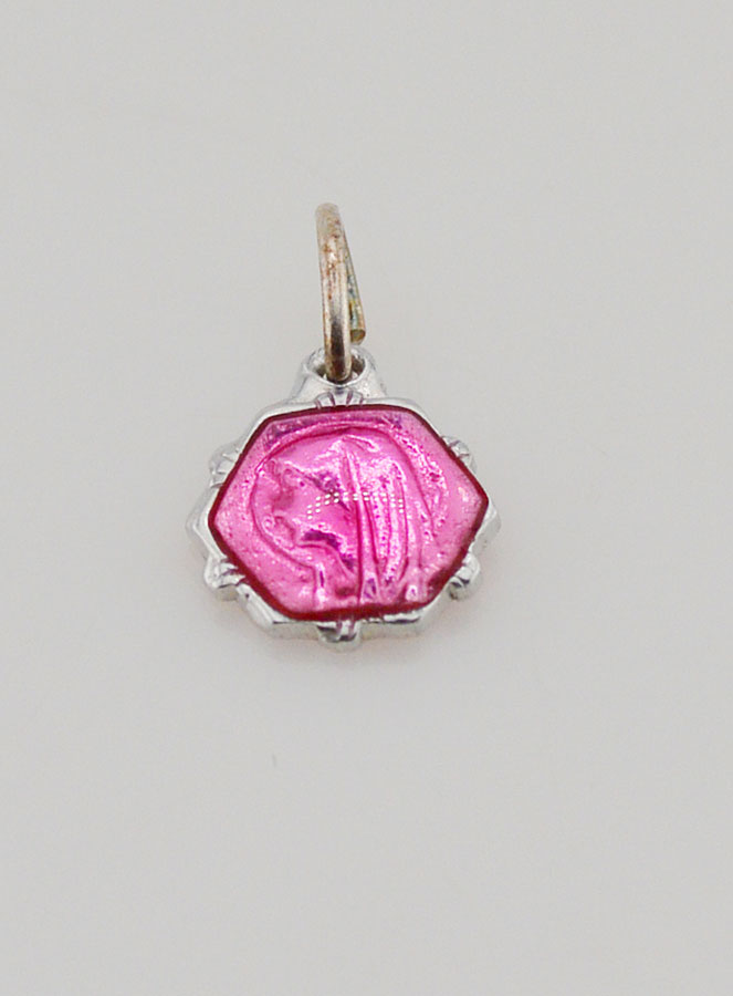 Médaille Vierge Marie 8mm - Rose Fushia (pic 2)