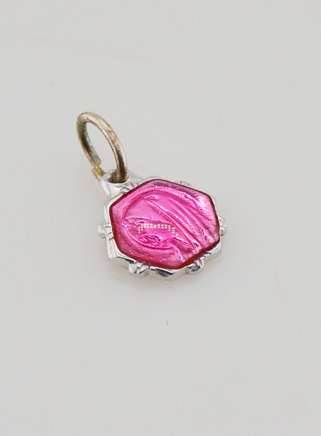 Médaille Vierge Marie 8mm - Rose Fushia (pic 3)
