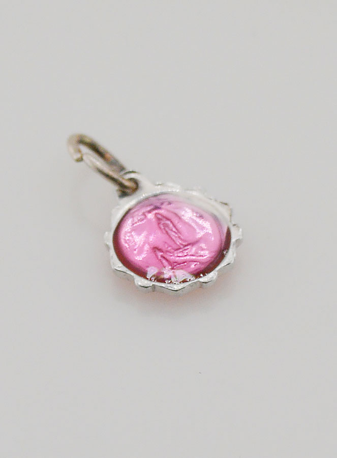 Médaille Vierge Marie 8mm - Rose Fushia (pic 4)
