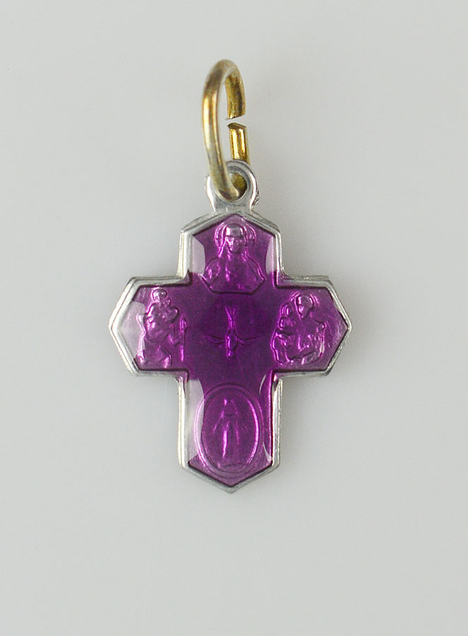 Pendentif Croix des Saints 15mm - Violet (pic 1)