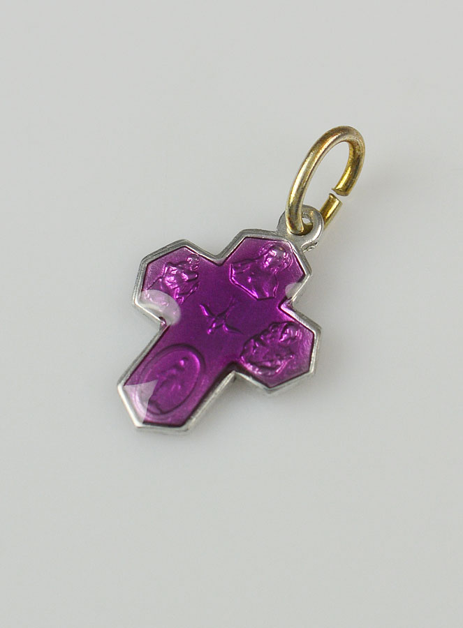 Pendentif Croix des Saints 15mm - Violet (pic 2)