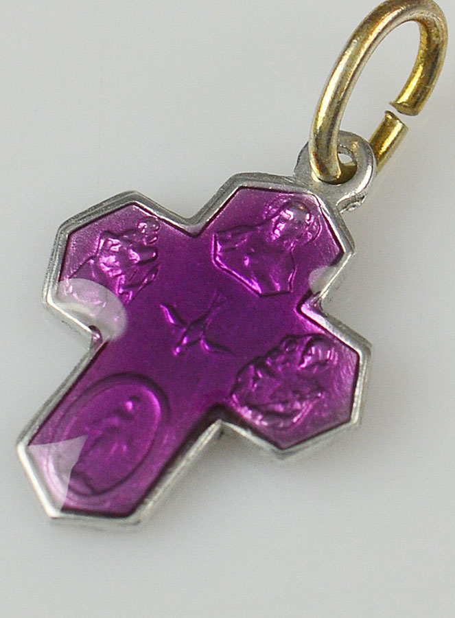 Pendentif Croix des Saints 15mm - Violet (pic 4)