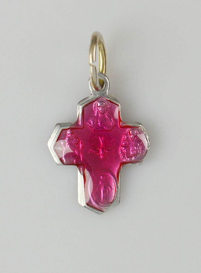 Pendentif Croix des Saints 15mm - Rose Fushia (pic 1)