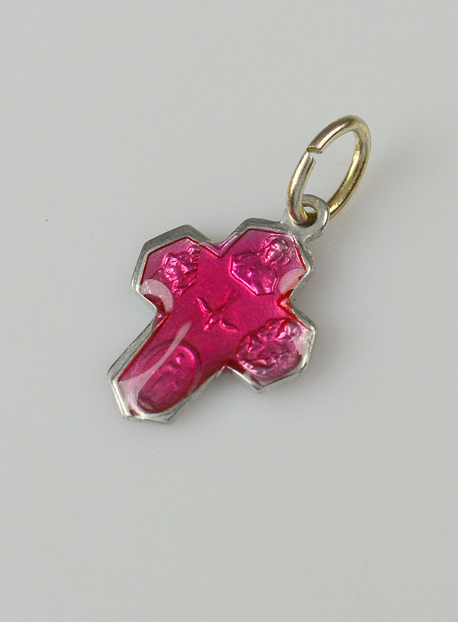 Pendentif Croix des Saints 15mm - Rose Fushia (pic 2)