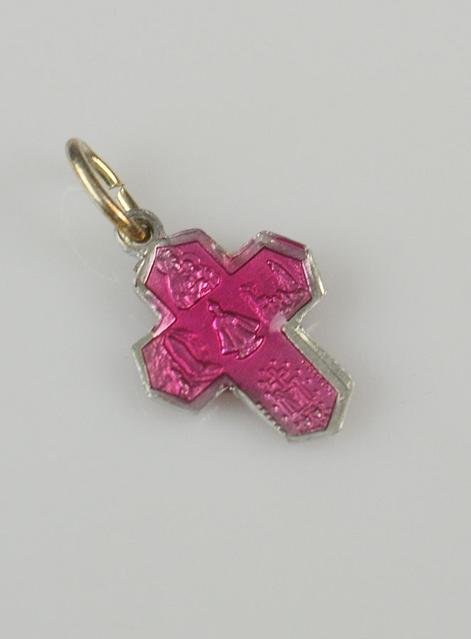 Pendentif Croix des Saints 15mm - Rose Fushia (pic 3)